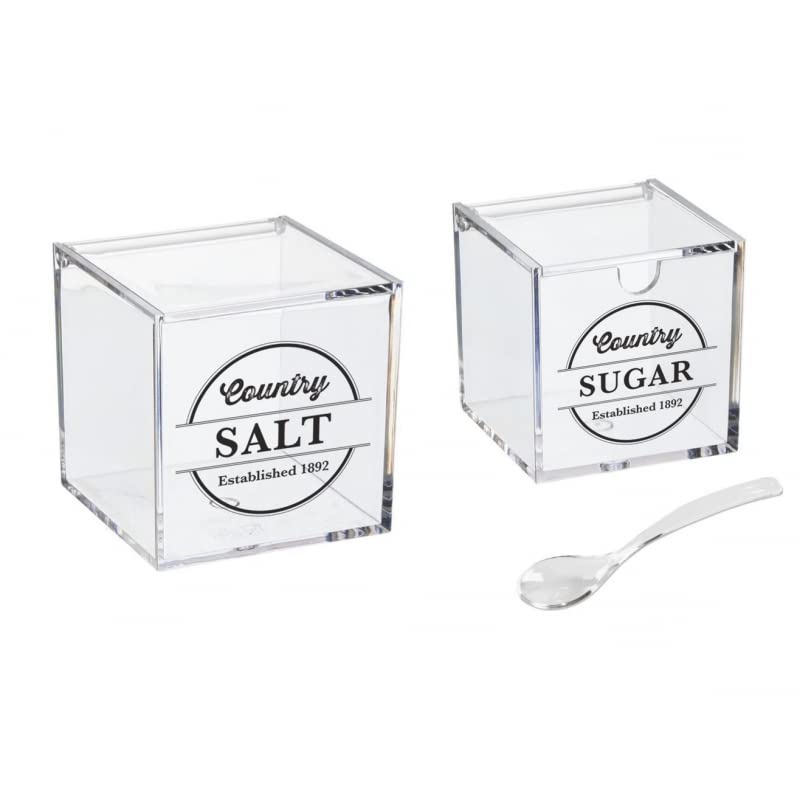 Azucarero y salero doble con cuchara ACRILICO