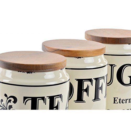 Set 3 botes gres vintage con tapa de madera