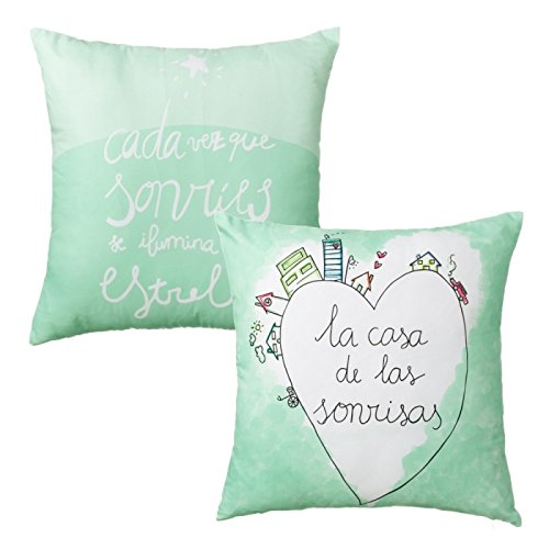 Juego de 2 Cojines Sonrisas 45x45 cm Verde
