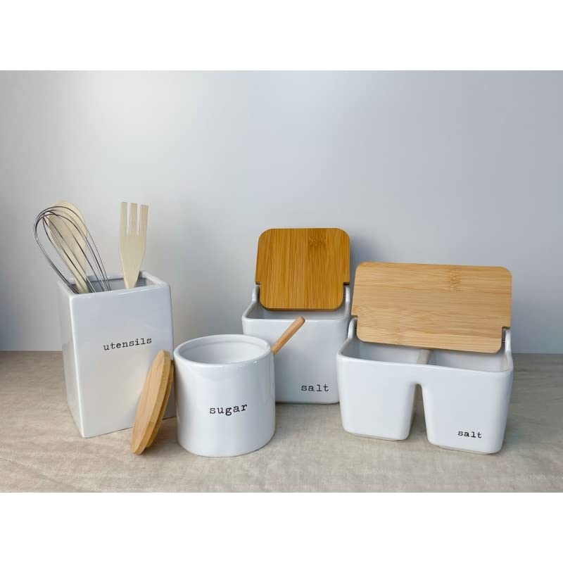 Salero y azucaro Cocina Blanco Minimalista de Ceramica