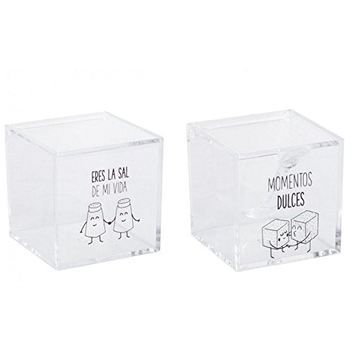 Azucarero y salero doble con cuchara ACRILICO