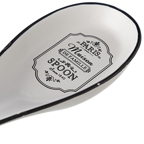 Soporte Cuchara Ceramica Blanco/Negro diseño Paris