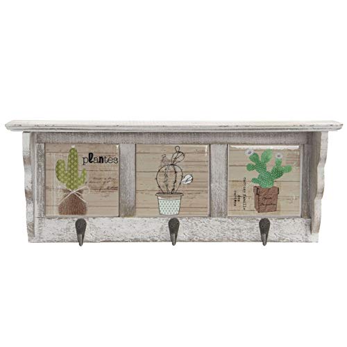 Perchero de Pared de Madera 3 Colgador Cactus