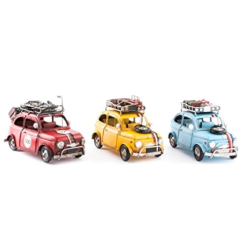 Coche Decoracion Metal Vintage 32x15x20 cm - Azul