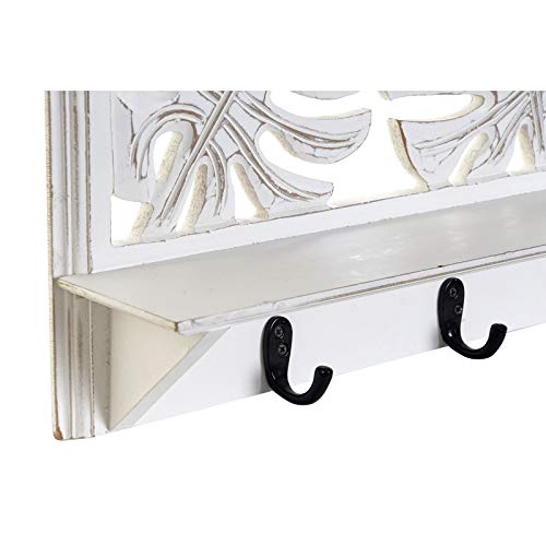 Estantería con 5 colgadores para Pared de Madera Tallado Hojas