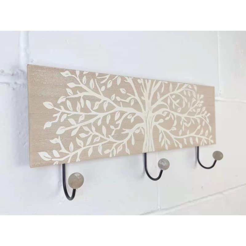 Perchero de Pared Madera de 3 Colgantes Mano Fatima