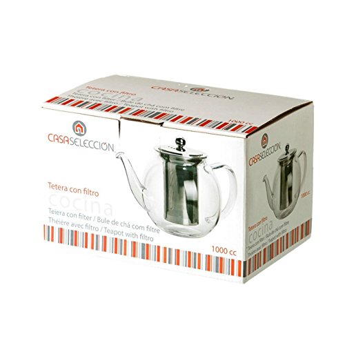 Tetera de 1 litro moderna transparente de cristal para cocina Basic