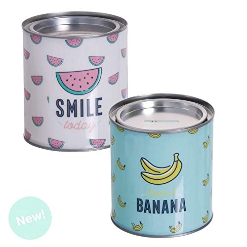 Pack 2 Hucha Ahorra Original Metal Frutas