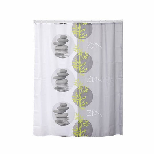 Cortina Zen Relax Piedra Bambu de Poliéster para Cuarto de Baño de 180 x 200 cm (Zen Relax)