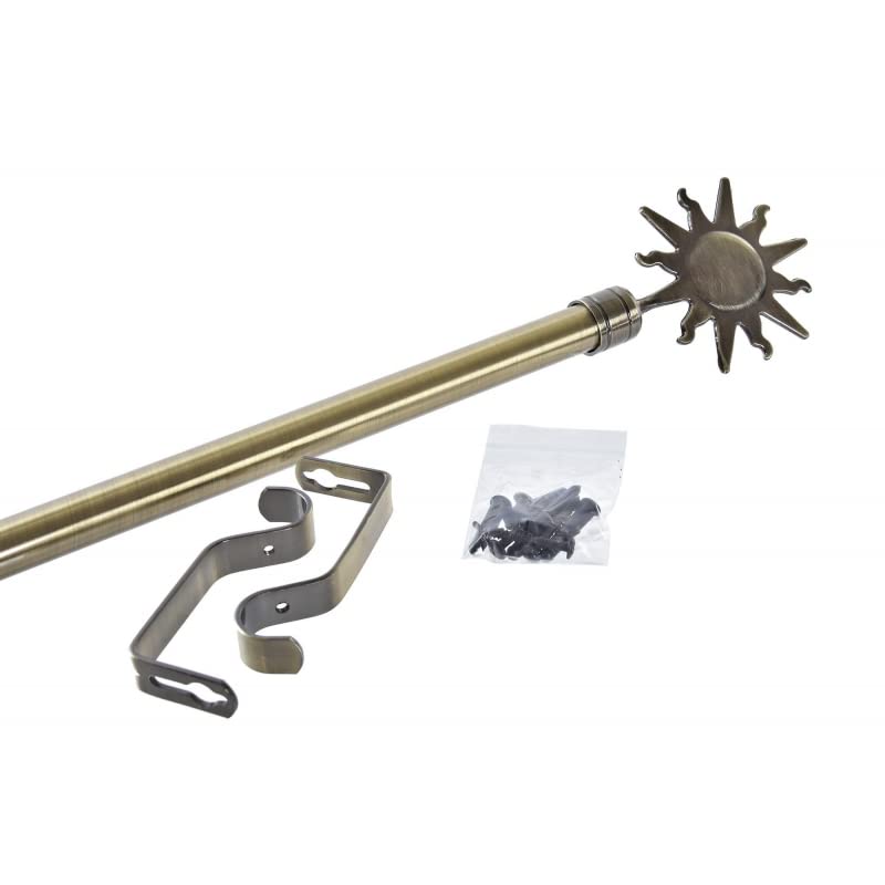 Barra de Cortina Extensibles de Metal Bronce Universal para Dormitorio o Salon de 120-210 cm