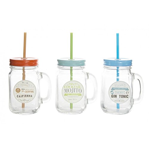 Jarra con pajita cristal Coctel ( juego de 3 jarras )