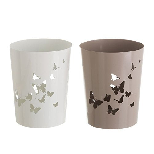 Papelera Metal Mariposa 24x19x28 cm - Beige Pardo