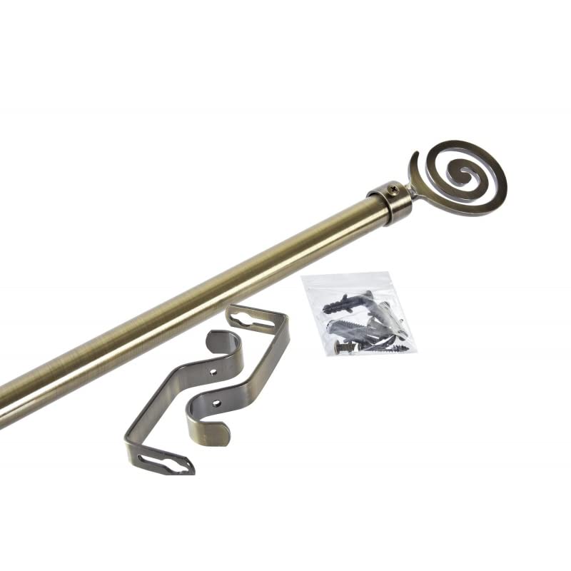 Barra de Cortina Extensibles de Metal Bronce Universal para Dormitorio o Salon de 120-210 cm