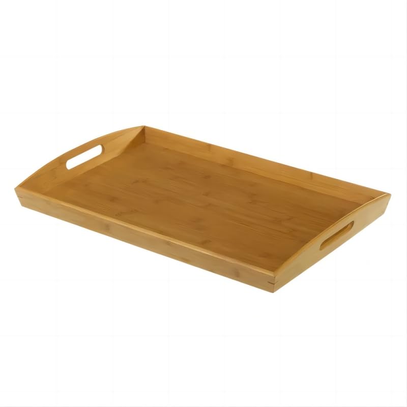 Bandeja de bambú con Asas, Bandeja Cocina de Servir, Bandeja para Desayuno, té, Mesa de café, Cama Decorativa