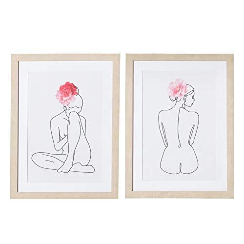 Conjunto de Cuadros Lienzo de Chica fotoimpresos con Marco