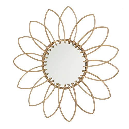 Espejo Rattan Natural Flor Moderno para salón de 55 cm