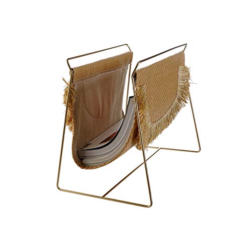 Revistero de Lino Metal Flecos Natural 37x24x32 cm