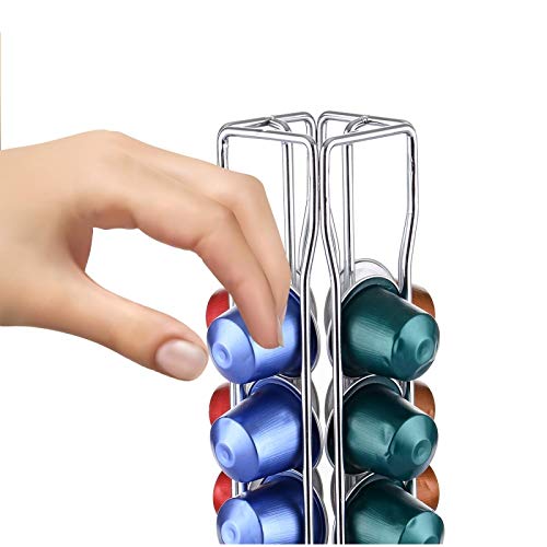 Soportes Cápsulas de Café Nespresso, Contener 40 Piezas Café 360 Grados Giratorio Cápsulas, Elegante con Acero Inoxidable