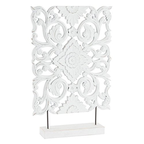 Decoracion sobremesa madera tallada 31x48x7 cm