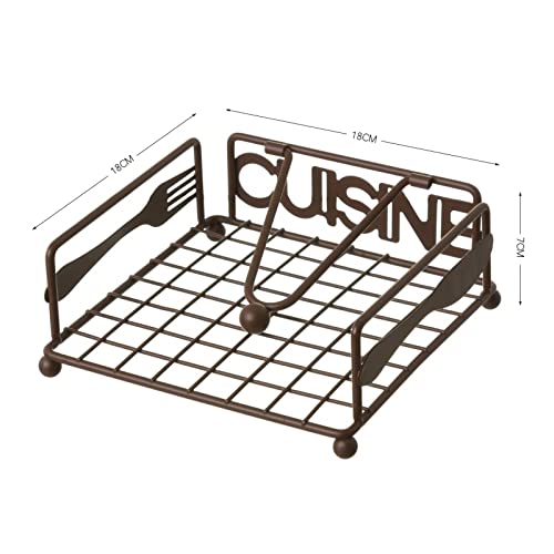 Servilletero Metalico Marron para Cocina 18x18x7 cm