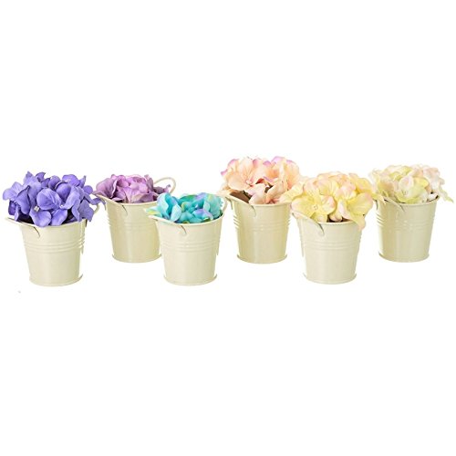 Set 6 Planta Hortensia Poliester en Maceta de Metal
