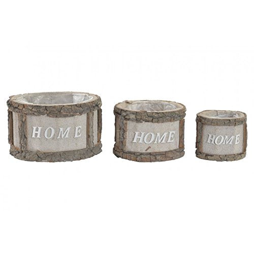Set 3 Maceta de Madera Trenzado Home