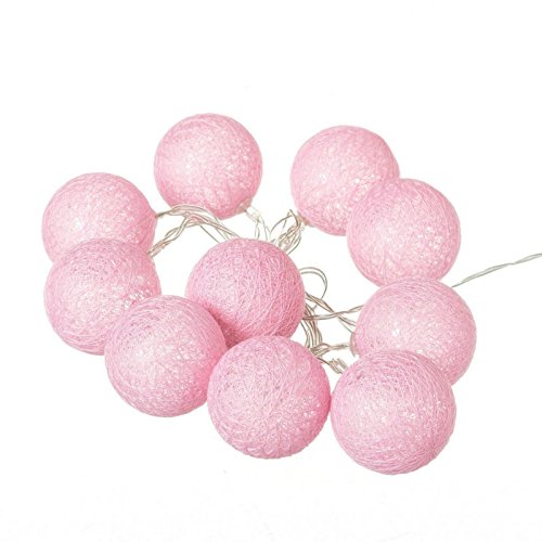 Pack 3 Guirnalda Luz led 10 Bolas Algodon romantico Colores, Blanco, Rosa, Azul