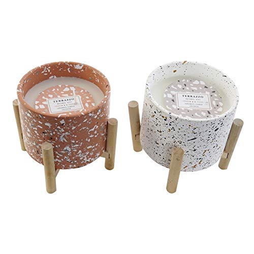 Set de 2 Vela Cera Loza para terraza con Soporte