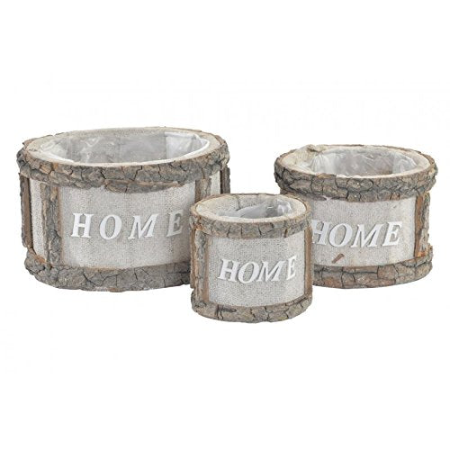 Set 3 Maceta de Madera Trenzado Home