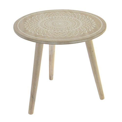 Mesa de Madera Mandala Color Blanco 45x45x42 cm