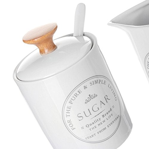 Set azucarero con cucharilla y jarrita blanco