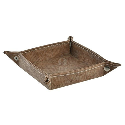 Bandeja vaciabolsillos ecopiel Color Marron 18x18x4 cm