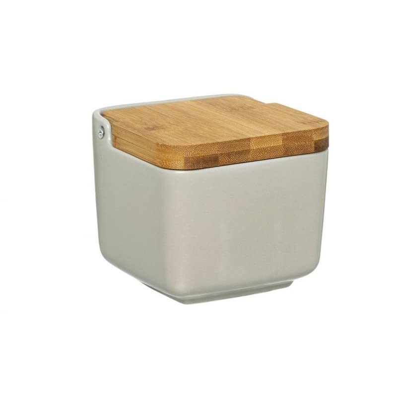 Salero Cocina Negro Ceramica con Tapa Madera para Cocina Factory