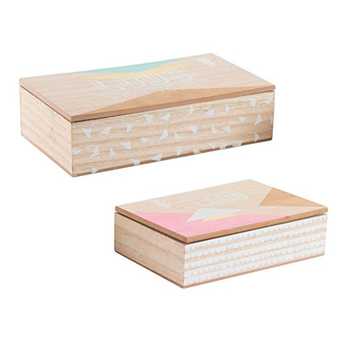 Cajas Decoradas Scandi de Madera Color Pastel Set 2 Caja