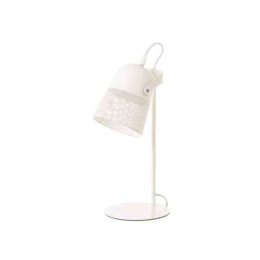 Lámpara foco calado vintage de metal blanca de 38 cm