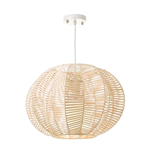 Lámpara Colgante de Rattan Natural Beige Oriental para salón Sol Naciente