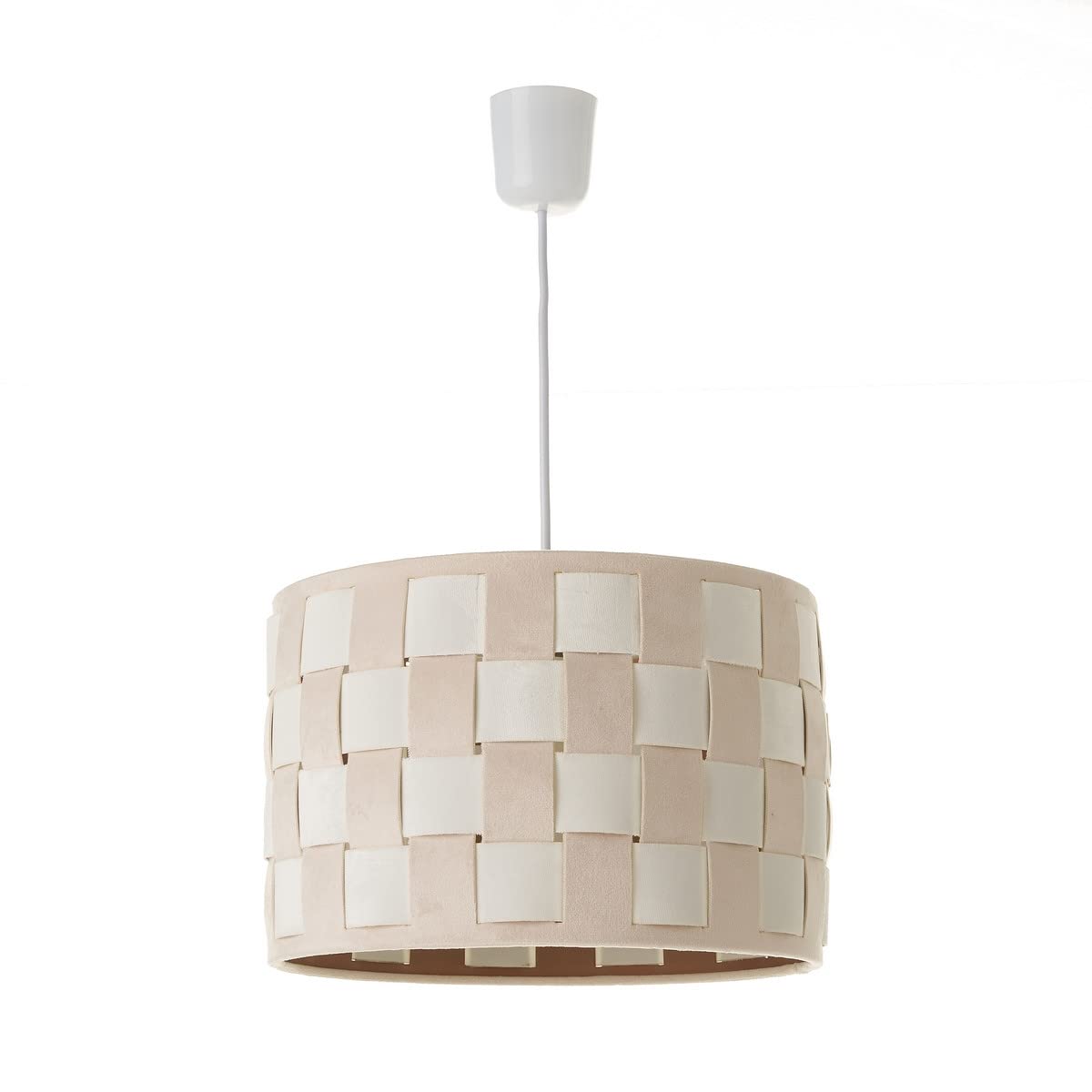 Lámpara de Techo Trenzada de Terciopelo y PVC Blanca y Gris de Ø 30x20 cm