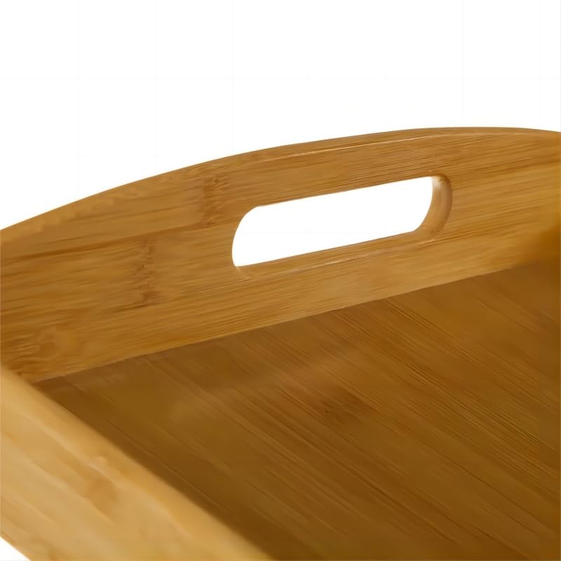 Bandeja de bambú con Asas, Bandeja Cocina de Servir, Bandeja para Desayuno, té, Mesa de café, Cama Decorativa