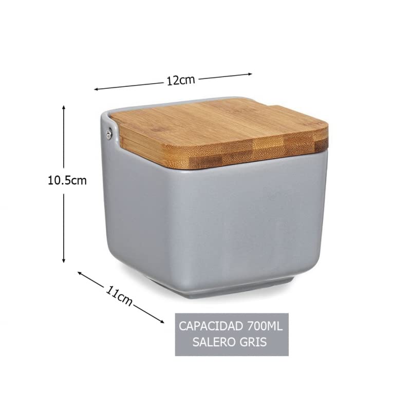 Salero y azucarero Cocina Negro Ceramica con Tapa Madera para Cocina Factory