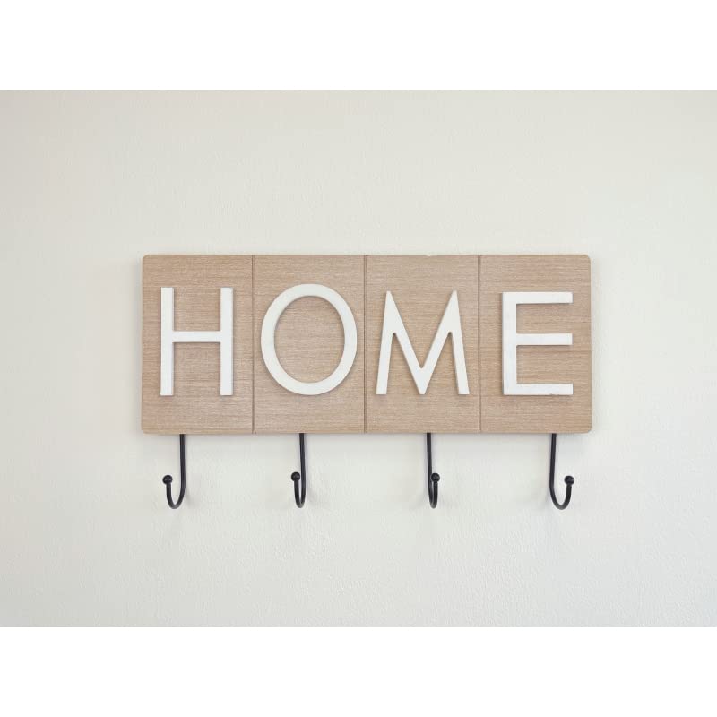 Perchero Pared de Madera Metal 6 colgadores Family