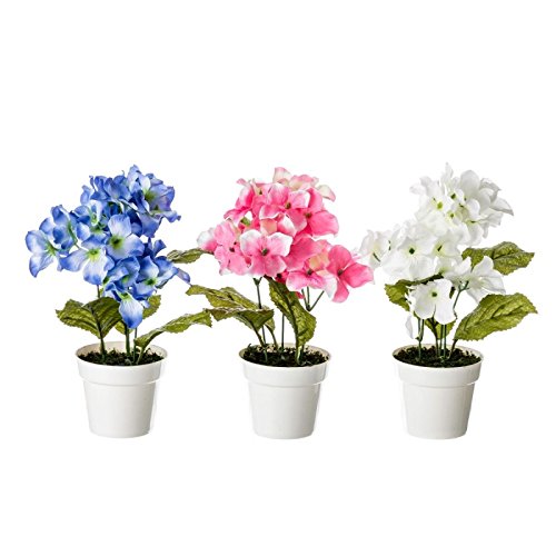 Pack 3 Hortensia Artificial Maceta de plástico.