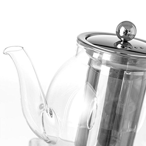 Tetera de 1 litro moderna transparente de cristal para cocina Basic