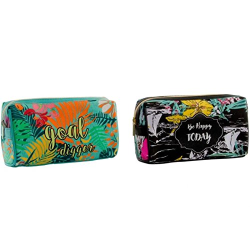 Set 2 neceser pu hojas tropical .