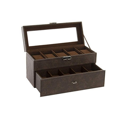 Joyero relojeros pu marron 26x11x14 cm