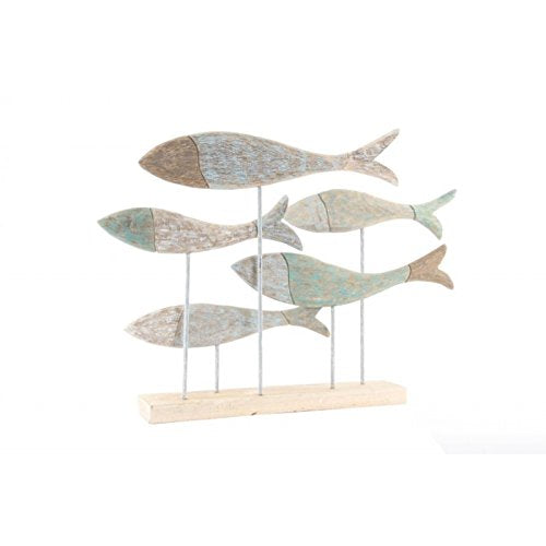 Figura madera pez decape blanco 75x10x52 cm