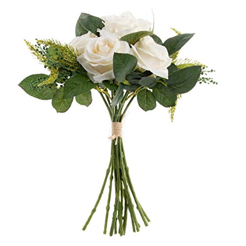 Rama con Flores Rosas Blanco 31x35 cm