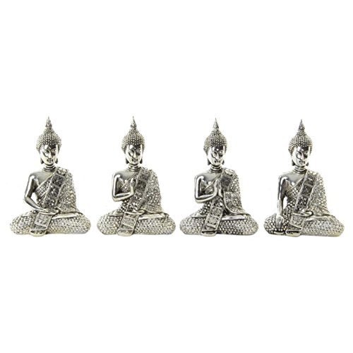 Figuritas buda resina cromado sentado .