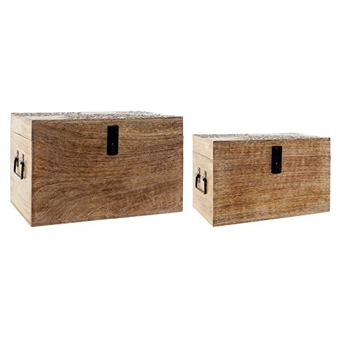Juego de 2 Caja de Madera Mango Mandala 40x25x26