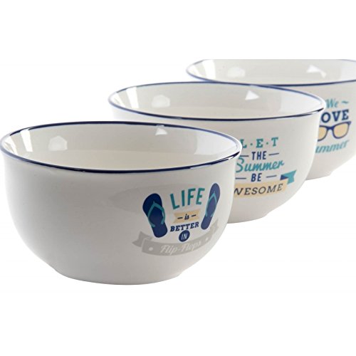 Pack 3 bol porcelana summer frases ingles