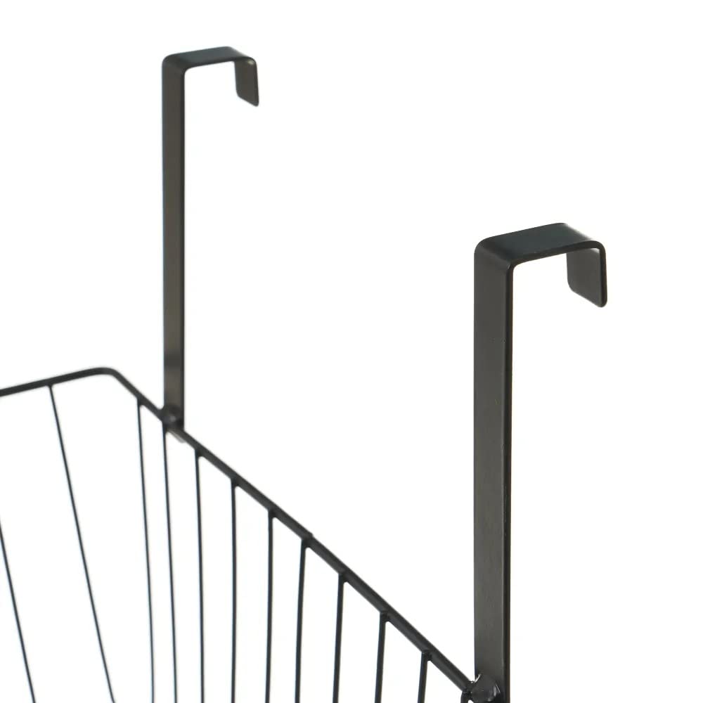 Cesta Colgante con Rejilla Negra de Metal de 28x12x22 cm